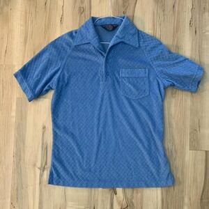 Vintage 1970s JC Penney textured polo shirt velour style Medium